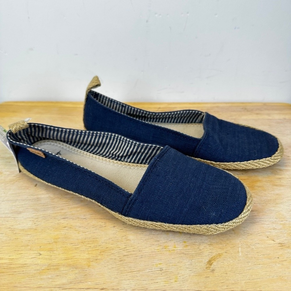 Sanuk Espie Slip On Espadrille Women 6.5 Navy Yoga Mat Comfort Coastal Boho